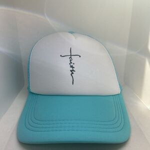 Faith Trucker Hat – Blue & White Adjustable Cap